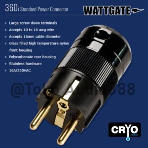 Wattgate 360i Black Schuko Male Audio Power Plug USA